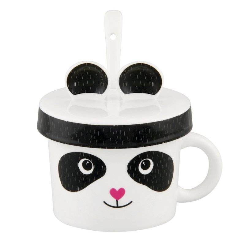 Cana cu capac și lingurita - Esgourde Panda Coeur | Derriere la porte